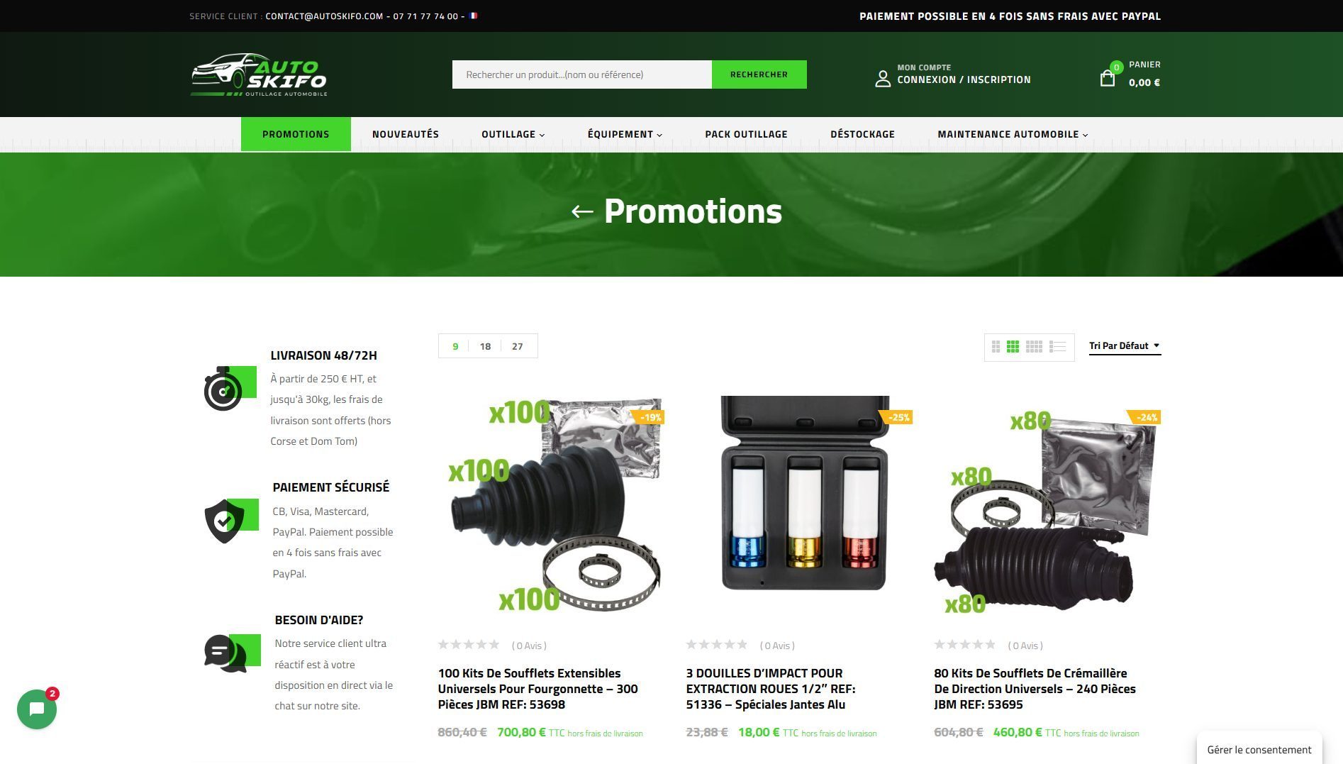 Gestion et présentation des promotions sur Autoskifo